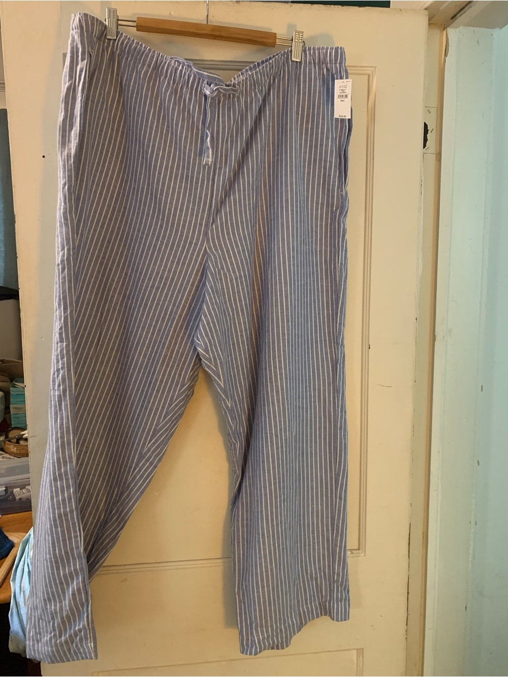 Women's Blue Striped Lightweight Flannel Lounge Pants - Relaxed Fit
